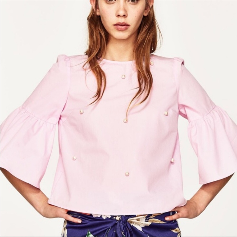 Brand New Pink Zara Pearl Top Sz. S